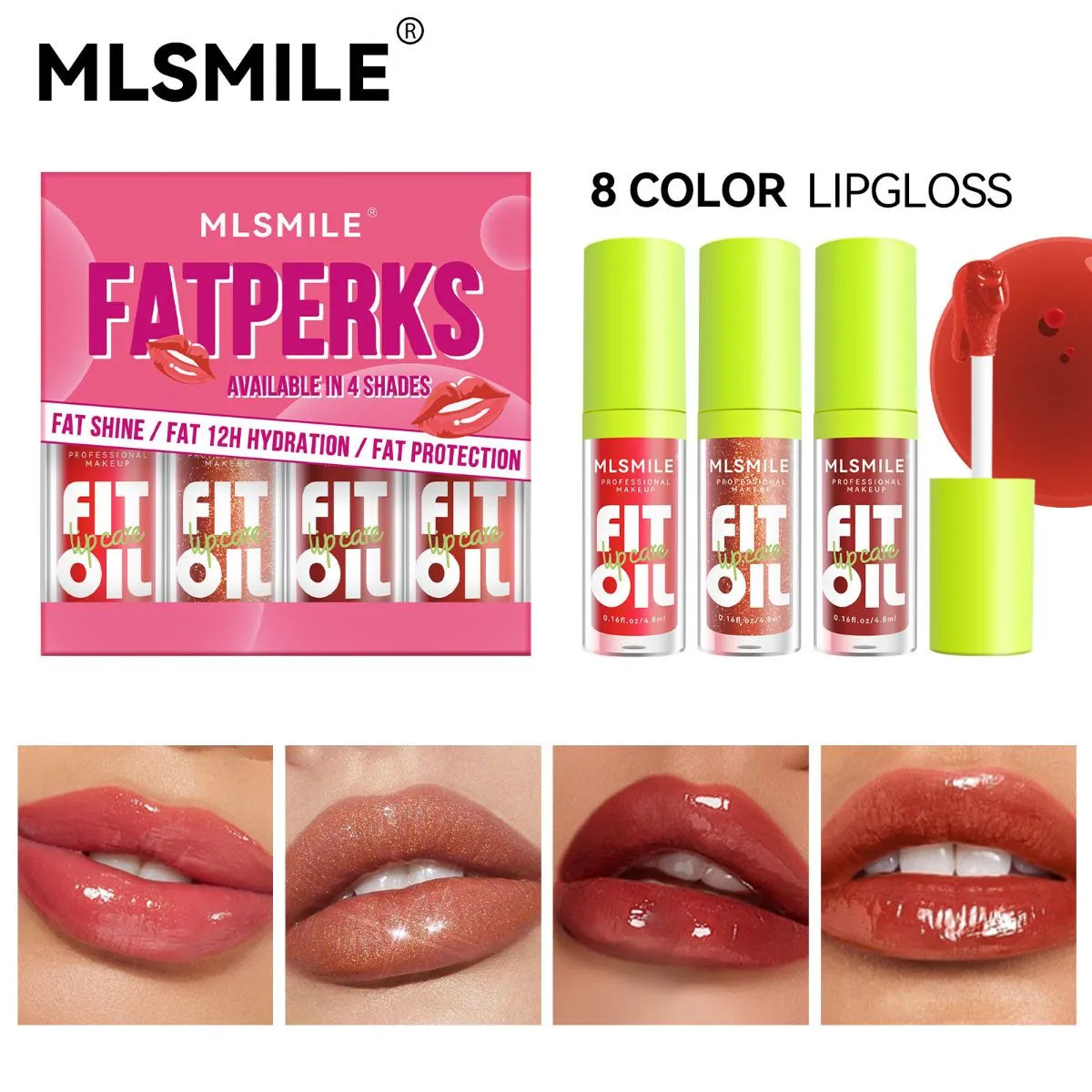 Pearlescent Lip Oil & Gloss Set – Shimmer Plumping Lip Gloss, Hydrating Translucent Lip Oil for Fuller, Glossy Lips, Moisturizing Lip Care Kit